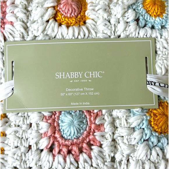 NEW Shabby Chic Granny Squares Chunky Afghan Hand Crochet Floral Throw Blanket - Picture 3 of 7